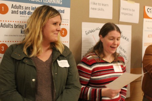 A group of cultural orientation providers collaborating together during a COKE workshop